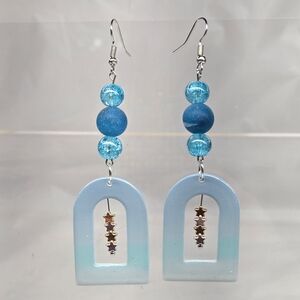 Chic Blue Arch Earrings with Star Accents